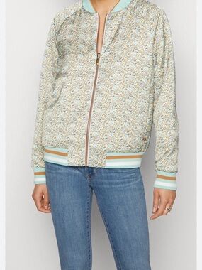 Scotch & Soda Pastel Reversible Floral Bomber Jacket in Light Blue and Mint